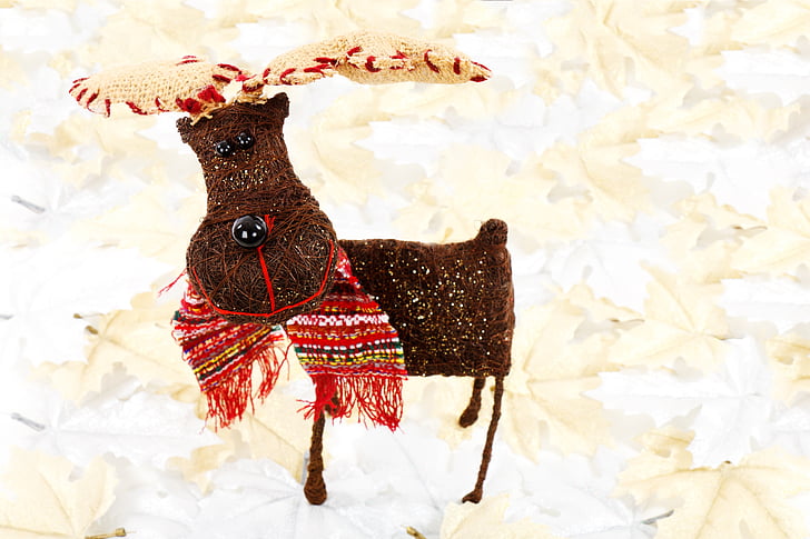 動物, お祝い, クリスマス, かわいい, 装飾, 鹿, 休日