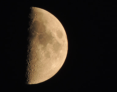月, ハーフ ムーン, 月面, 半分, スペース, 明るい, 天文学
