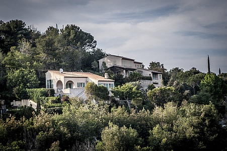 mediteranska, Francuska, kuće, zgrada, slikovito, fasada, balkon