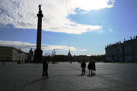 column, obelisk, tall, monument, palace square, sky, clouds