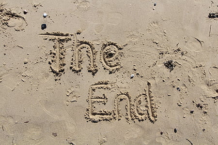 砂, テキスト, ビーチ, 休日, 終わり, 手書き, 1 つの単語