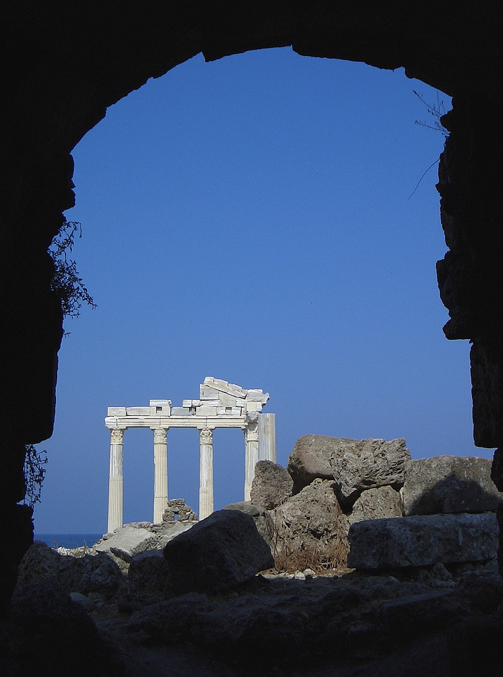 ruïne, kant, Turkije, vakantie, in kolomvorm, antieke