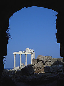 Ruine, Seite, Turkei, Urlaub, säulenförmigen, Antik