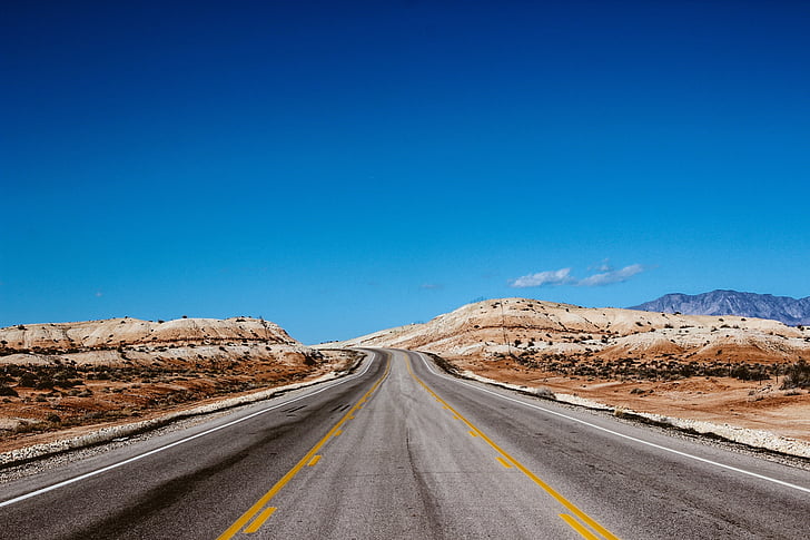 grey, top, road, desert, daytime, highway, pavement