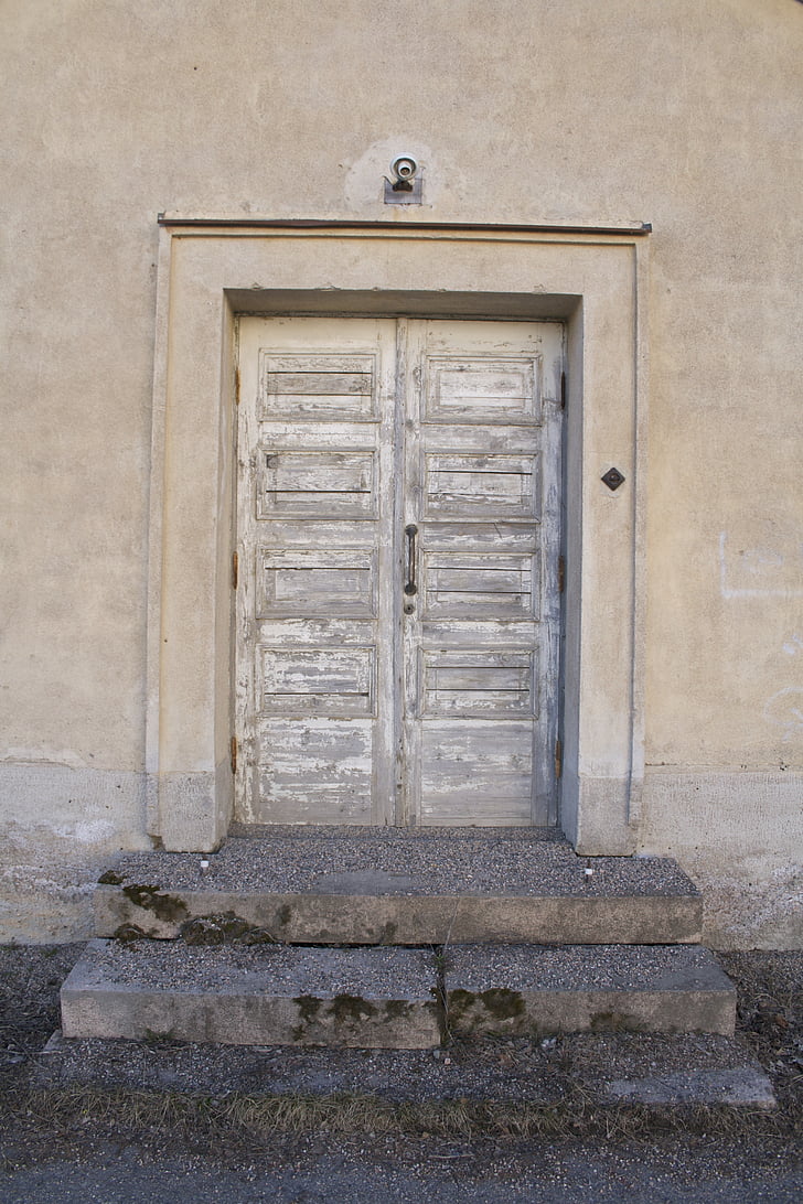 πόρτα, παλιά, τοίχου, φοριέται