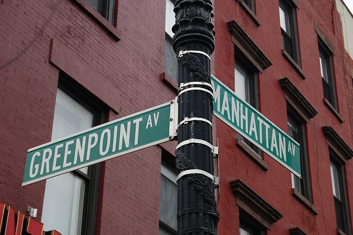 Greenpoint, Manhattan, NY, New York-i, Amerikai Egyesült Államok, jel, utca