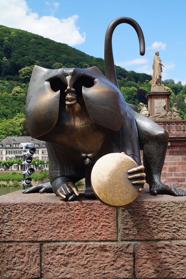 pērtiķis, Heidelberg, veiksmi, laimīgs šarmu, dzīvnieku, statuja, arhitektūra