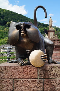 mono, Heidelberg, suerte, Amuleto de la, animal, estatua de, arquitectura
