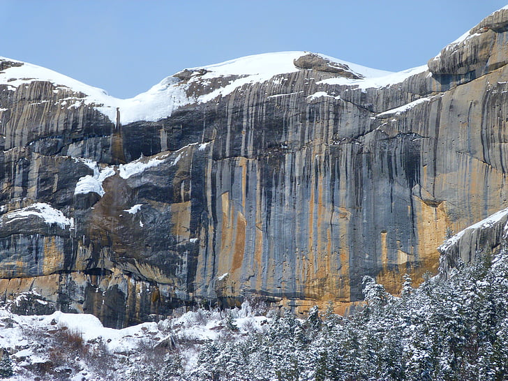 Mountain, Alperna, landskap, vertikala, färg, Cliff, vinter