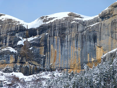 山, 阿尔卑斯山, 景观, 垂直, 颜色, 悬崖, 冬天