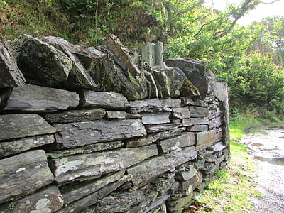 slate wall, stone wall, old wall, scotland, architecture, historical, tourism