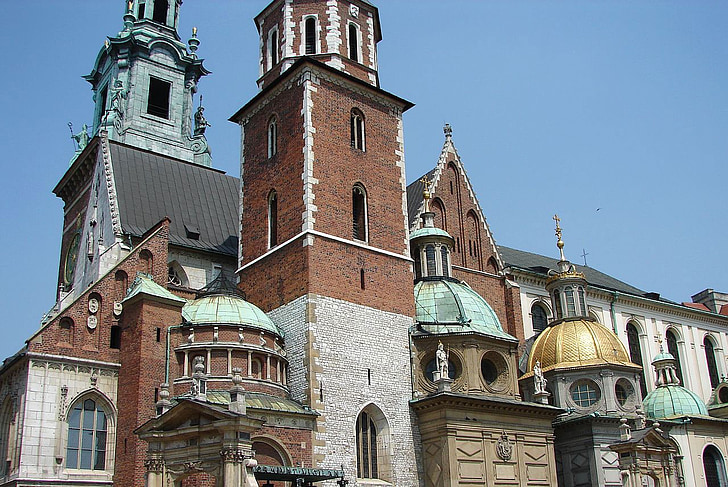 church, building, tower, castle, krakow, cross, symbol