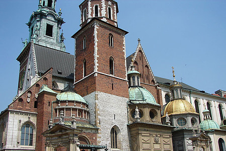 Gereja, bangunan, Menara, Castle, Krakow, Salib, simbol