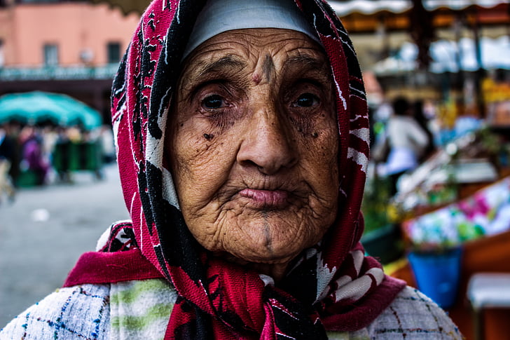 oude vrouw, Marokko, Marrakech, Berbere, Marrakesh, Afrika, Moslim