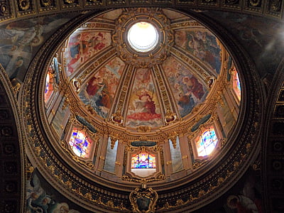 bóveda, cúpula de iglesia, pintado, pintura, decorado, manta, colorido