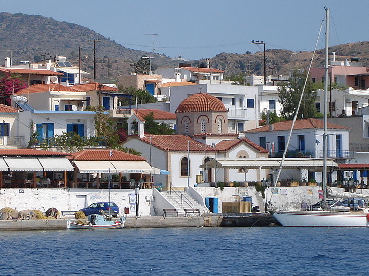 kostel, přístav perdika, Ostrov Aegina, Řecko
