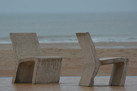 krēsli, jūra, pārējie, duets, pludmale, Oostende