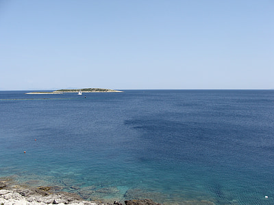 Mar, panoràmica, illa, l'estiu, blau, cel, Adriàtic