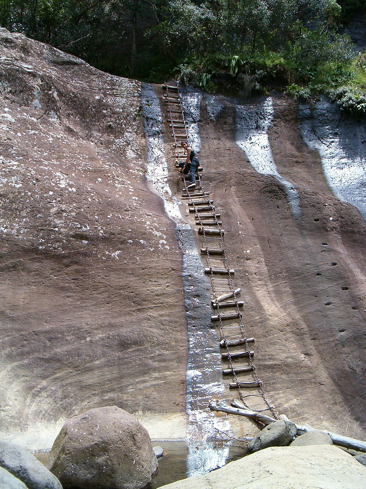 drakensberg mountains, steep slope, rope ladder, rock