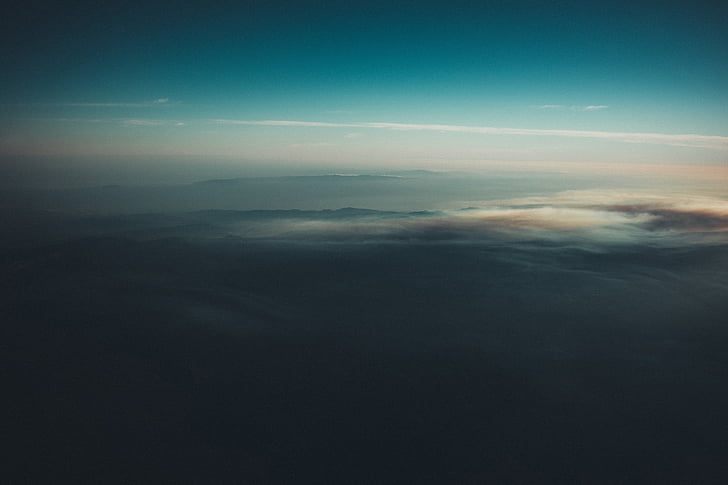 aerial, view, mountains, clouds, travel, trip, sky