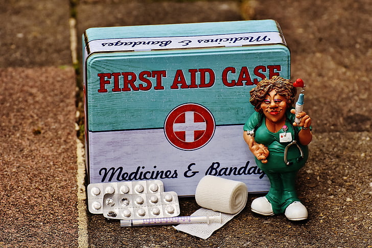 pierwszej pomocy, Pielęgniarka, śmieszne, pudełko, Tin can, arkusz, Kolor