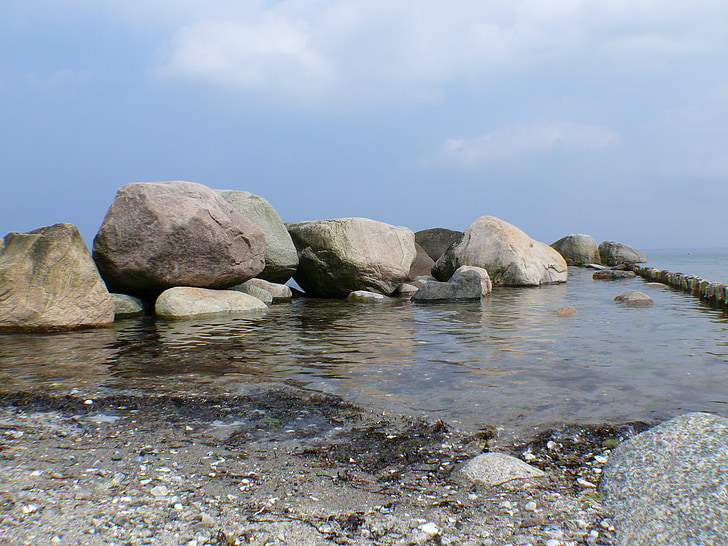 praia, pedras, mar, água, Costa, rocha, céu