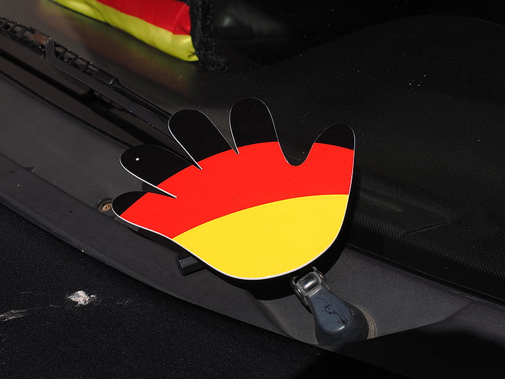 hånd, Tyskland farger, flagg, svart, rød, gull, nasjonale