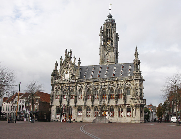 Middelburg, Zeeland, Stadhuis middelburg, rotušė, gotika, bokštas, Miestas
