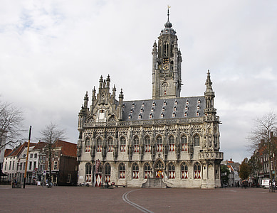 Middelburg, Zeeland, stadhuis middelburg, Gradska vijećnica, gotika, toranj, grad