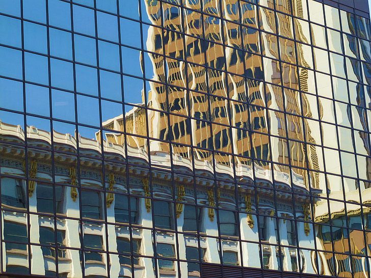 venster, Windows, gespiegeld, spiegel, reflecties reflectie, gebouw, modern gebouw