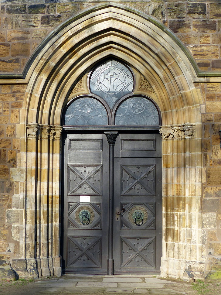 dveře, staré dveře, historicky, vstup, dřevo, staré, dveře kostela
