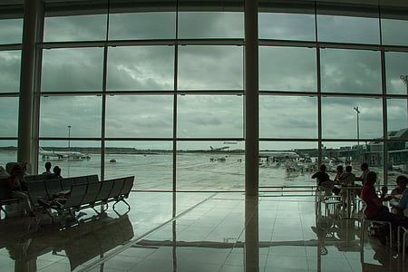 Letiště barcelona, Odlet letadla, Letiště, letadla, okno, Architektura, cestování