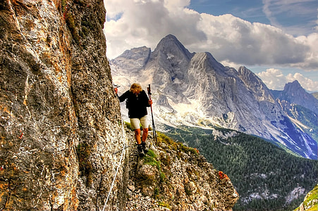 Dolomitas, subir, montañas, Italia, senderismo, alta, escalada alpina