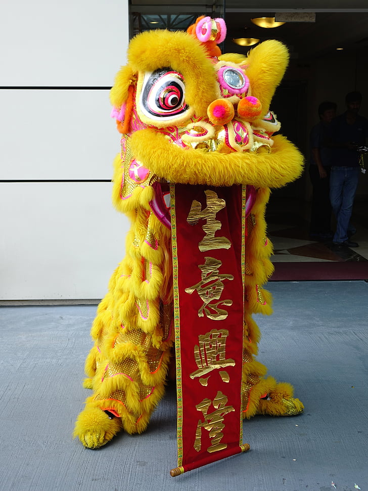 danse du Lion, Chinois, tradition, nouvel an, chance, danse, asiatique