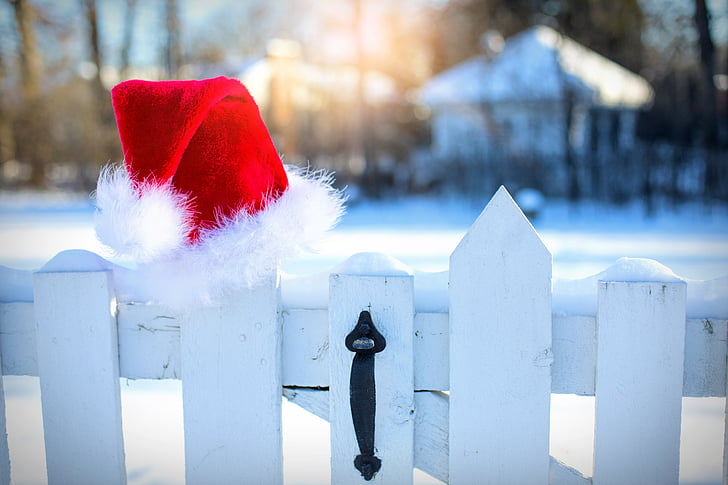 santa's hat, snö, vinter, jul, Santa, mössa, Xmas
