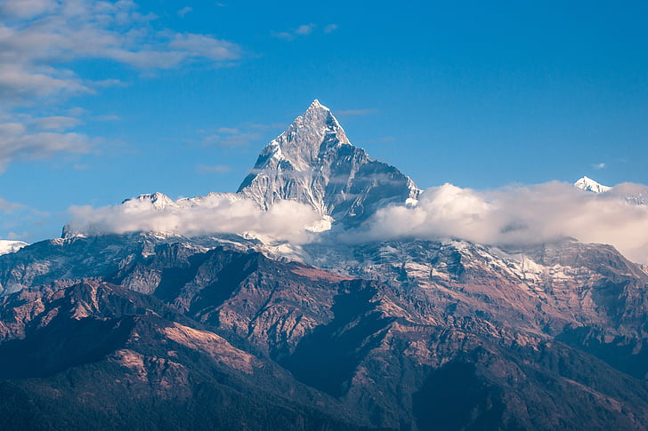 montagne, Himalaya, Népal, Trekking, Trek, queue de poisson, neige