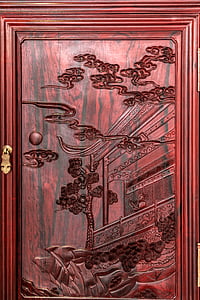 deur, Rozenhout, Carving, Chongqing, Jane tan kok, oude
