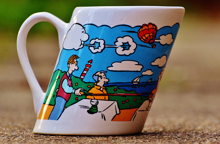 coffee cup, wind, forward, askew, funny, drink, drinking cup