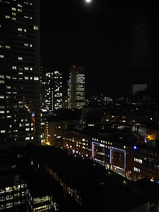 Frankfurte pie Mainas, pilsēta, mājas, arhitektūra, naktī