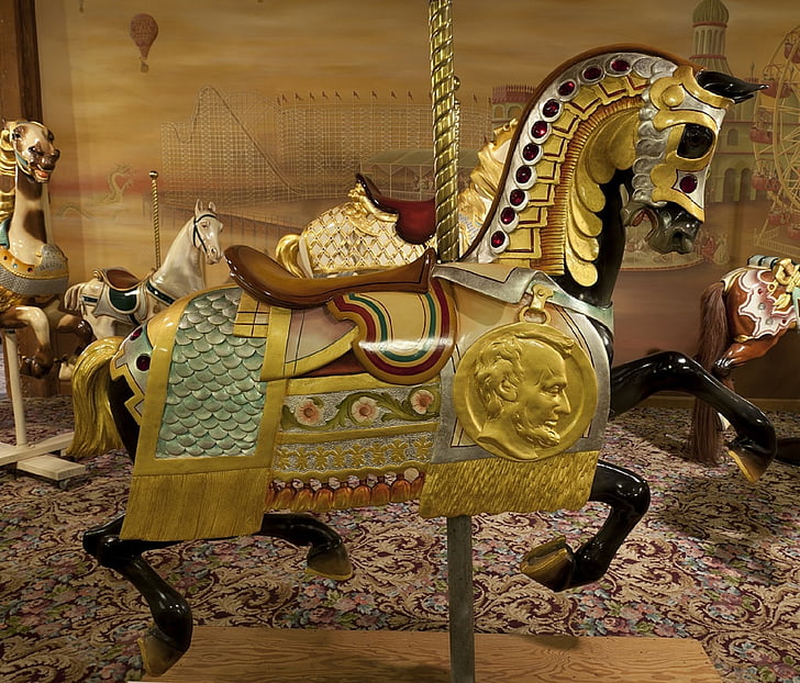 paard, houten, carrousel, Retro, nostalgische, Merry-go-round, Vintage