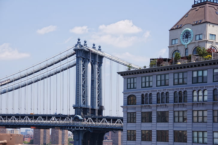 Nova Iorque, Manhattan, ponte, edifício, arquitetura, fachada, América