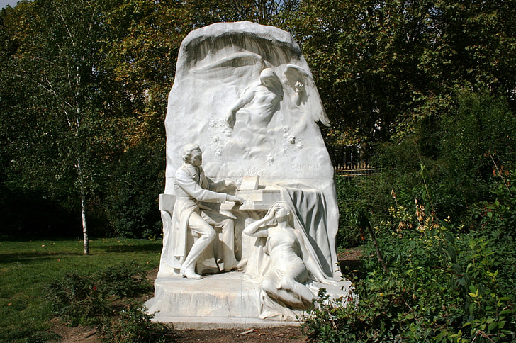 Chopin, klaver, musik, monument, Parc monceau, Paris
