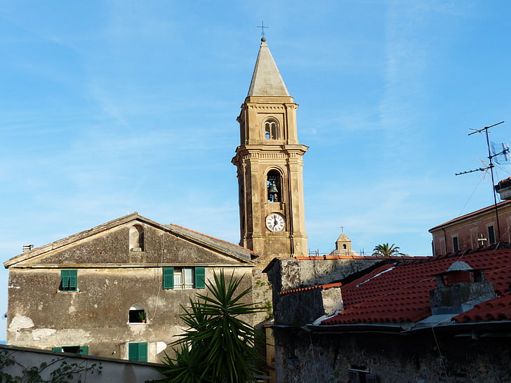 kyrkan, Steeple, klocktornet, katedralen santa maria assunta, Domkyrkan, Santa maria assunta, Ventimiglia