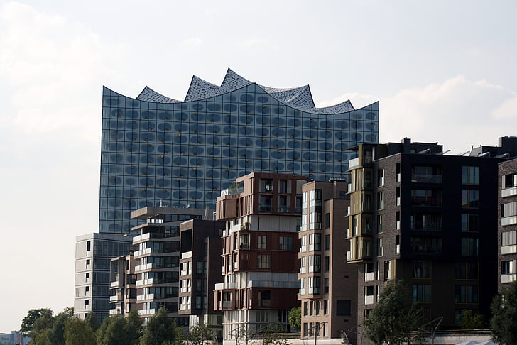 Hampuri, Elbe philharmonic hall, Harbour city, arkkitehtuuri, moderni, hansakaupungin, rakennus