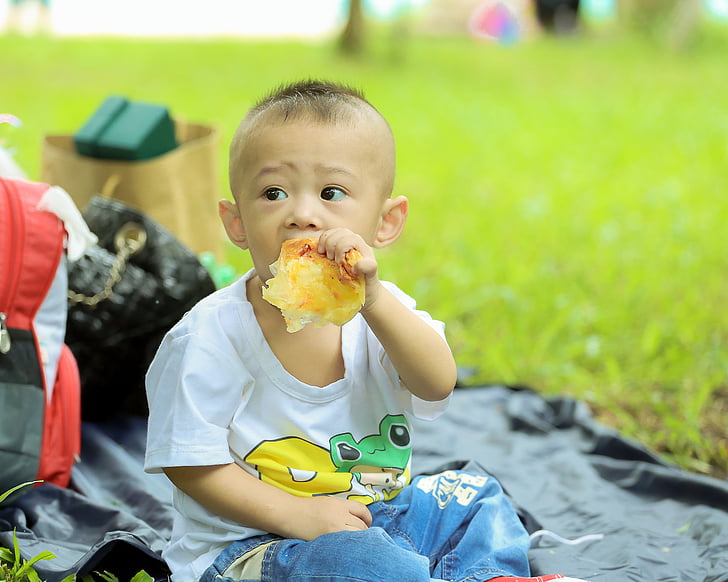 child, kid, kushin, eat, the park