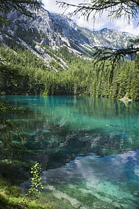 jazero, vody, zrkadlenie, zelené jazero, Tragöß, Horné Štajersko