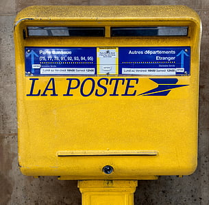 postaláda, Post, betűk, sárga, postázás, Küldés, doboz