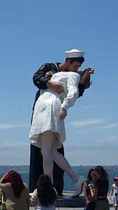 二次世界大战, 吻, 胜利, 景点, 圣地亚哥, 雕塑, 中途航空母舰