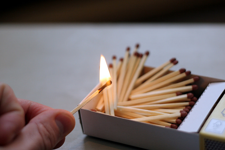 matches, matchstick, flame, fire, match, burn, burning
