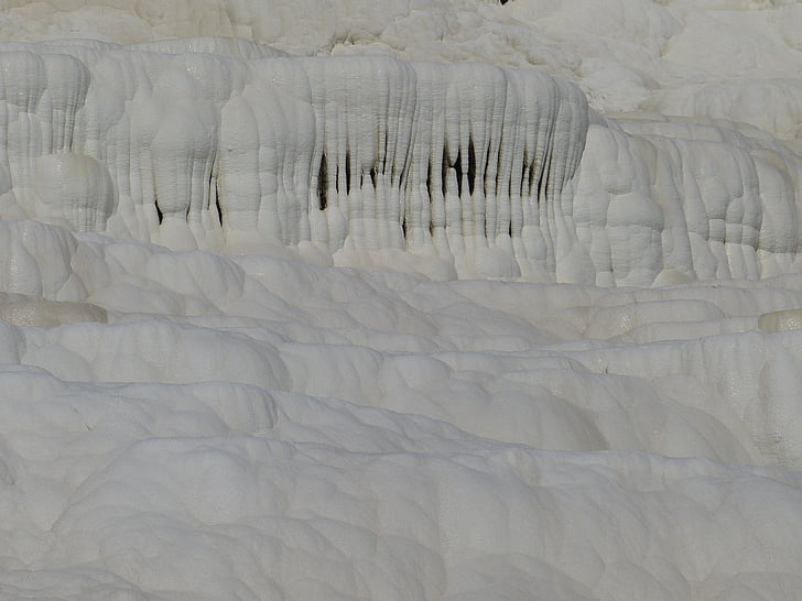 Pamukkale, terrasse de masse obtenue par sintérisation de chaux, calcium, spéléothèmes, UNESCO, Pierre à chaux, Turquie